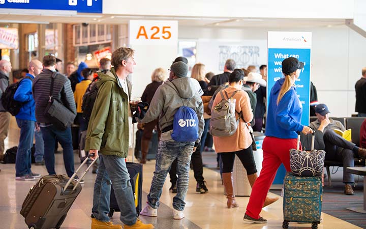 busy airline gate